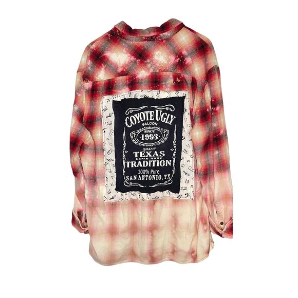 UP-CYCLED coyote ugly bleached flannel shirt - Picture 2 of 5